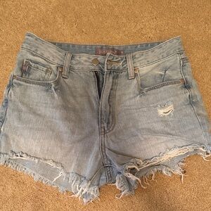 Just USA Women's Distressed Light Blue Jean Shorts